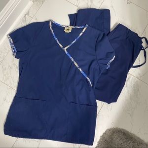 Navy blue black Star Small Scrub Set
